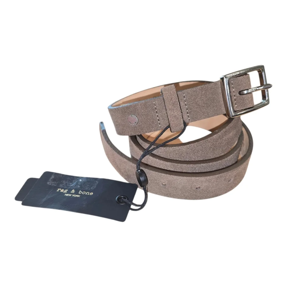 Rag‎ & Bone New York Suede Leather Skinny Belt Designer Silver Buckle Meduim New